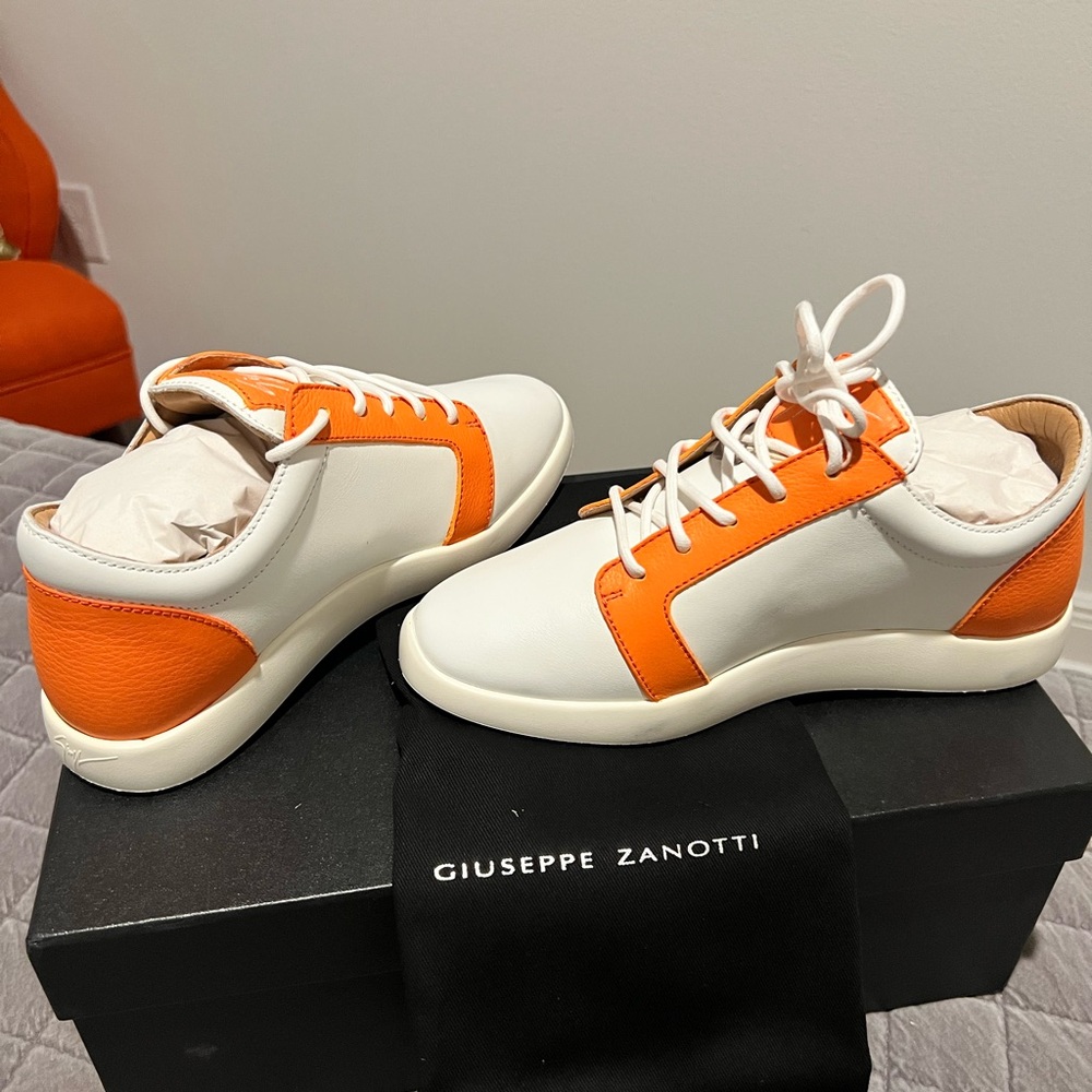 Giuseppe Zanotti Orange and White Sneakers